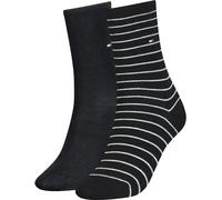 TOMMY HILFIGER Damensocken Doppelpack Uni/Ringel schwarz Größe 39-42
