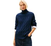 Tommy Hilfiger Damen Soft Wool Cable Roll-nk Ls SWT Ww0ww46791 Pullover Sweater (1 Stück), Blau (Dunkelblau), S