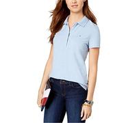Tommy Hilfiger Damen Solid Short Sleeve Pique Polo Shirt Polohemd, Chambray Heather, X-Groß