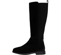 Stiefel TOMMY HILFIGER "FLAG SUEDE LONG BOOT", Damen, Gr. 39, Normalschaft, schwarz, Veloursleder, Schuhe, Langschaftstiefel, Reißverschlussstiefel mit Logoflaggen-Detail (99840747-39) schwarz