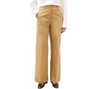 Anzughose TOMMY HILFIGER "COTTON WIDE LEG PANT", Damen, Gr. 42, N-Gr, beige (driftwood taupe), Web, Obermaterial: 65% Baumwolle, 33% Lyocell, 2% Elasthan, unifarben, lässig geschnitten knöchellang, Ho