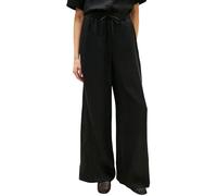 Leinenhose TOMMY HILFIGER "ESS LINEN PULL ON PANTS", Damen, Gr. L (42/44), N-Gr, schwarz, Web, Obermaterial: 100% Leinen, unifarben, lässig geschnitten lang, Hosen, in lockerer Passform, Elastikbund (