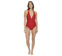 Tommy Hilfiger Damen Halter Tummy Control Ribbed Fabric One Piece Badeanzug, Scharlachrot, 42