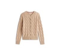 Tommy Hilfiger Damen Strickjacke aus Wolle Regular Fit, beige, Gr. L