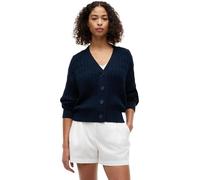 Tommy Hilfiger Damen Strickjacke Cardigan Cable mit V-Ausschnitt, Blau (Dark Night Navy), M