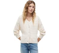 Tommy Hilfiger Damen Strickjacke Cardigan Cable mit V-Ausschnitt, Elfenbein (Ivory Petal), M