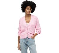 Strickjacke TOMMY HILFIGER "MID GG CABLE V-NK LS CARDI", Damen, Gr. L (42/44), classic pink, Strick, Obermaterial: 100% Baumwolle, unifarben, regular fit normal, V-Ausschnitt, eingesetzt Rippstrickbün