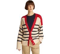 Tommy Hilfiger Damen Strickjacke Cardigan mit Knopfleiste, Mehrfarbig (Dark Night Navy Stripe), XS-S