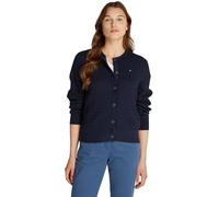 Tommy Hilfiger Damen Strickjacke Cardigan Zopfmuster, Blau (Dark Night Navy), L