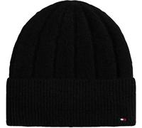 Tommy Hilfiger Damen Strickmütze Flag Fluffy Beanie, Schwarz (Black), Einheitsgröße
