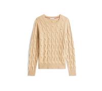 Tommy Hilfiger Damen Strickpullover aus Wolle mit Zopfmuster, beige, Gr. XS