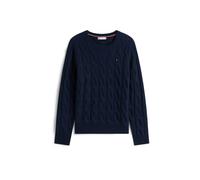 Tommy Hilfiger Damen Strickpullover aus Wolle mit Zopfmuster, indigo, Gr. XL