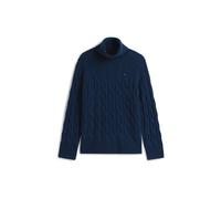 Tommy Hilfiger Damen Strickpullover mit Zopfmuster SOFT WOOL Relaxed Fit, indigo, Gr. L