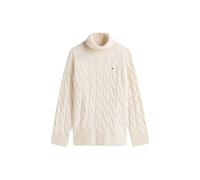 Tommy Hilfiger Damen Strickpullover mit Zopfmuster SOFT WOOL Relaxed Fit, offwhite, Gr. XS