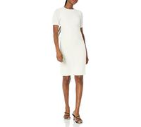 Tommy Hilfiger Damen Scuba Crepe Structured Short Puff Sleeve Dress Kleid, Perle (Pearl), 38