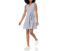 Tommy Hilfiger Damen Surplice Neckline Textured Seersucker Fabric Dress Kleid, Marina Blue/Ivory, 38