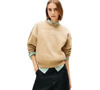 Sweatshirt TOMMY HILFIGER "CORP LOGO MDRN SWTSRT", Damen, Gr. M (38), driftwood taupe, Sweatware, Obermaterial: 63% Baumwolle, 37% Polyester, bedruckt, regular fit normal, Rundhals, Rippbündchen, Swea