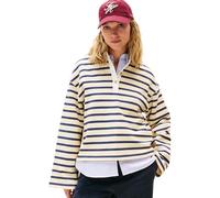Tommy Hilfiger Damen Sweatshirt Gold Button Rugby Terry mit Spitzkragen, Mehrfarbig (Country Ivory/Dark Night Navy STP), L