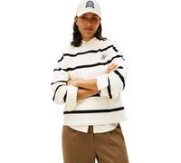 Sweatshirt TOMMY HILFIGER "TH SCRIPT MDRN TERRY SWTSHRT", Damen, Gr. XL (42), calico, schwarz stp, Sweatware, Obermaterial: 83% Baumwolle, 13% Polyester, 4% Elasthan, gestreift, regular fit normal, Ru