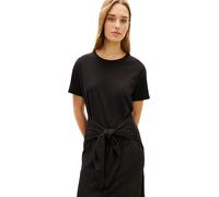 Shirtkleid TOMMY HILFIGER "CO SLUB KNOT MIDI DRS", Damen, Gr. L (42/44), N-Gr, schwarz, Jersey, Obermaterial: 100% Baumwolle, unifarben, gerade wadenlang, Rundhals, Kleider Shirtkleid, mit Bindegürtel