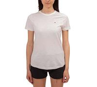 Tommy Hilfiger Damen T-Shirt Kurzarm 1985 Slub Slim Fit, Weiß (Ecru), XL