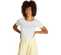 Tommy Hilfiger Damen T-Shirt Kurzarm 5X2 Rib Slim Fit, Weiß (Ecru), XXL