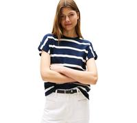 Tommy Hilfiger Damen T-Shirt Kurzarm Gold Button mit Rundhalsausschnitt, Mehrfarbig (Dark Night Navy/Ivory Silk Stp), XL