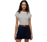 Tommy Hilfiger Damen T-Shirt Kurzarm Gold mit U-Boot-Ausschnitt, Mehrfarbig (Breton STP Calico/Dark Night Navy), S