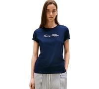 Tommy Hilfiger Lurex Script Regular Fit T-shirt Navy Größe: M | Hemden Outlet | Damen | Blau