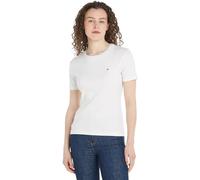 Tommy Hilfiger Damen T-Shirt Kurzarm New Cody Slim Crop Mock-Rollkragen, Weiß (Ecru), M