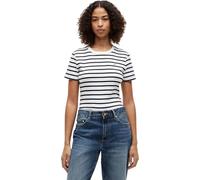 T-Shirt TOMMY HILFIGER "SLIM CODY C-NK SS", Damen, Gr. L (40), breton, ecu, schwarz night navy, Jersey, Obermaterial: 100% Baumwolle, gestreift, casual, slim fit hüftlang, Rundhals, Kurzarm abgesteppt