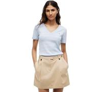 Tommy Hilfiger Damen T-Shirt Kurzarm New Slim Cody mit V-Ausschnitt, Blau (Fine STP Breezy Blue/Ecru), XS