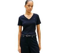 Tommy Hilfiger Damen T-Shirt Kurzarm New Slim Cody mit V-Ausschnitt, Blau (Nos Desert Sky), M