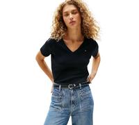 Tommy Hilfiger Damen T-Shirt Kurzarm New Slim Cody mit V-Ausschnitt, Blau (Nos Desert Sky), XL