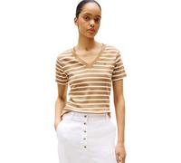 Tommy Hilfiger Damen T-Shirt Kurzarm New Slim Cody mit V-Ausschnitt, Mehrfarbig (Hickory/Ecru STP), 3XL