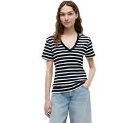 Tommy Hilfiger Damen T-Shirt Kurzarm New Slim Cody mit V-Ausschnitt, Mehrfarbig (Nos Breton Desert Sky/Ecru), L