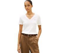 Tommy Hilfiger Damen T-Shirt Kurzarm New Slim Cody mit V-Ausschnitt, Weiß (Nos Ecru), XS