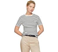 Tommy Hilfiger Damen T-Shirt Kurzarm New Slim Cody Rundhalsausschnitt, Mehrfarbig (Breton Ecru/Desert Sky), XXS
