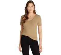 Tommy Hilfiger Damen T-Shirt Kurzarm New Slim Cody V-Ausschnitt, Beige (Safari Canvas), XS