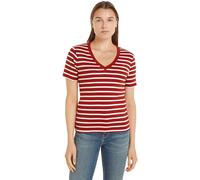 Tommy Hilfiger Damen T-Shirt Kurzarm New Slim Cody V-Neck V-Ausschnitt, Mehrfarbig (Breton STP/Dark Magma/Ecru), 3XL