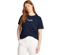 Tommy Hilfiger Damen T-Shirt Kurzarm Script Crew Neck Regular Fit, Blau (Dark Night Navy), 46