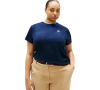 Kurzarmshirt TOMMY HILFIGER CURVE "CRV TH SCRIPT REG C-NK SS TEE", Damen, Gr. 46, schwarz night navy, Single Jersey, Obermaterial: 95% Baumwolle, 5% Elasthan, unifarben, Rundhals, Shirts, in großen Gr