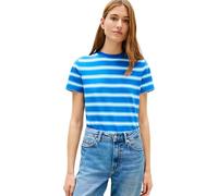 Tommy Hilfiger Damen T-Shirt Kurzarm Script Regular mit Rundhalsausschnitt, Blau (Preppy Stripe Blue Orbit/Frigid), M
