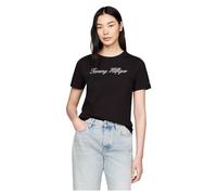 T-Shirt TOMMY HILFIGER "NOS SCRIPT REGULAR C-NK SS" Gr. XL, nos black Damen Shirts (14577710-XL) nos black