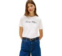 Tommy Hilfiger Damen T-Shirt Kurzarm Script Regular Rundhalsausschnitt, Weiß (Nos Ecru), M