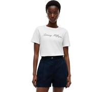 T-Shirt TOMMY HILFIGER "NOS SCRIPT REGULAR C-NK SHORT SLEEVE", Damen, Gr. XXL, weiß (nos ecru), Jersey, Obermaterial: 100% Baumwolle, unifarben, regular fit normal, Rundhals, abgesteppte Kante, Shirts