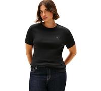 Tommy Hilfiger Damen T-Shirt Kurzarm Slim Cody aus Baumwolle, Schwarz (Black), 46
