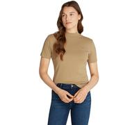 Tommy Hilfiger Damen T-Shirt Kurzarm Slim Cody Crop Mock-Kragen, Beige (Safari Canvas), XXS
