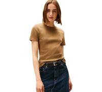 Tommy Hilfiger Damen T-Shirt Kurzarm Slim Cody Rundhalsausschnitt, Braun (Hunter Brown), XXS