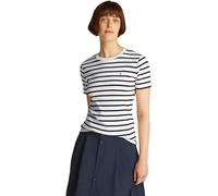 Tommy Hilfiger Damen T-Shirt Kurzarm Slim Cody Rundhalsausschnitt, Mehrfarbig (Breton Dark Night Navy STP), S